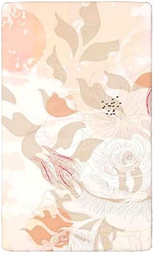 Mini folhas de berço com tema rosa, mini-berço portáteis folhas de berço macias e elásticas.
