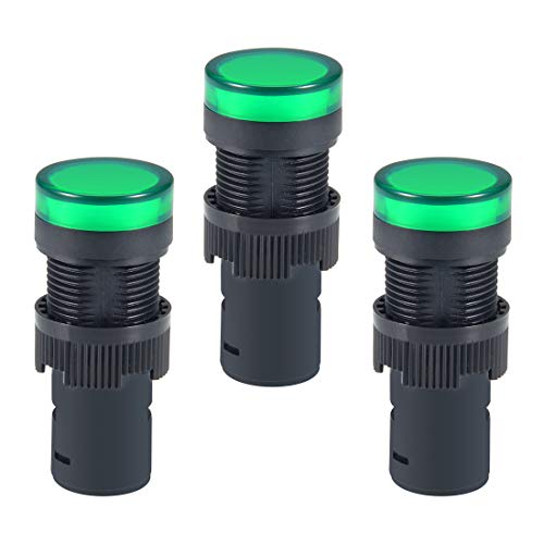 UXCELL 3PCS Green Indicator Light AC 380V, montagem de painel de 16 mm, para painel de controle elétrico, HVAC, Projetos de DIY
