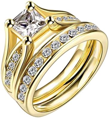 Gold Square Zirconia Ring Jóias de moda simples Acessórios populares Anéis para adolescentes
