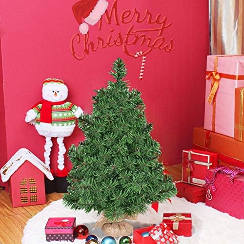 HOMGX 2ft Artificial Combuttop Christmas Tree, árvore de Natal de abeto premium com base de estopa, adequada para cozinha, mesa e escritório, verde