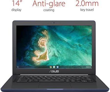 ASUS 2022 C403 Laptop Chromebook 14 HD, processador Intel Celeron N3350, 4 GB de RAM, Memória Flash EMMC de 32