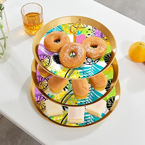 3 cupcake de camada Stand colorido de sobremesa de frutas tropicais coloridas para as bandejas para festas