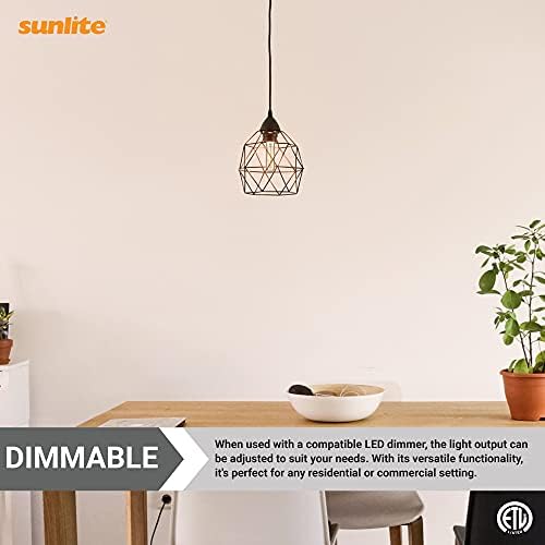 Sunlite 41149 LED Filamento T10 Bulbo tubular, 6 watts, 460 lúmens, Base E26 Média, Dimmable, 128 mm, 85 Cri,