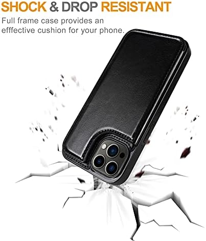 Caixa da carteira HSFTEC Compatível com iPhone 13 Pro 6,1 polegadas, capa de proteção esbelta com suporte de