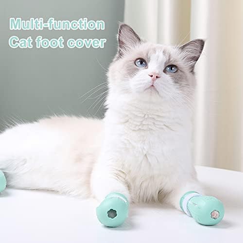 Botas de gato anti-arranhão Silicone Feet Covers Capas de garra Sapatos de gato Protetor de pata de estimação ajustável para tomar banho de gato e barbear