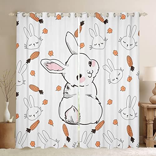 Cortinas e cortinas de coelho adoráveis ​​cortinas de cenoura para crianças meninas de criança,