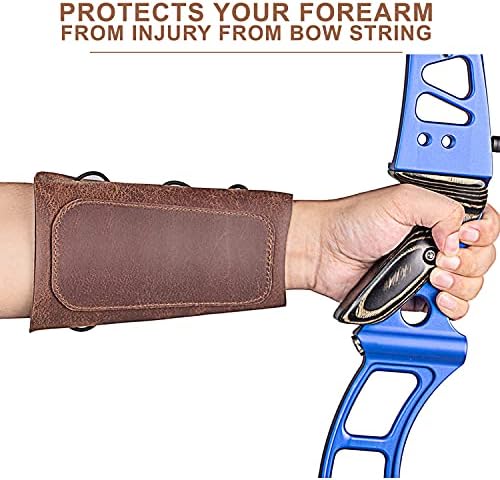 Guardas de braço de arco e flecha perogênio ， Protetor de protetora de braço de couro ajustável para