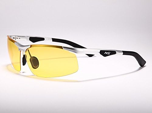 Lorsoul Men's Yellow Night View Vision Visão polarizada óculos de sol HD Driving Glass
