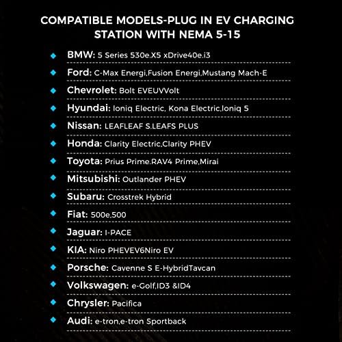 Onko EV carregador Nível 2, carregador de veículos elétricos internos/externos com cabo de carregamento de 16 pés J1772 e plugue NEMA 14-50, estação de carregamento Plug-in Home EV, backup portátil de carregador EV