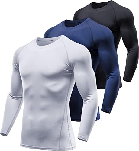 Athlio 1 ou 3 embalam camisas de compressão de manga longa masculina, camada de base de engrenagem de inverno,