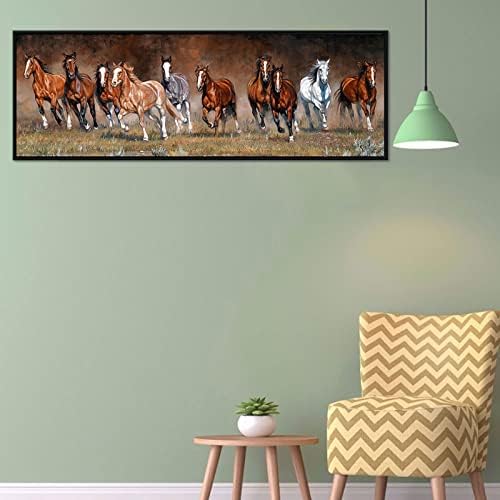 Kits de pintura de diamante 5D de Instarry DIY para adultos Cavalos de tamanho grande Cavalos de strass bordados de decoração de casa moderna kits de artesanato 70,9x23,6 polegadas