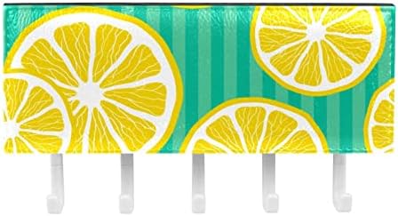 Laiyuhua adesivo colorido ganchos com 5 ganchos e 1 compartimento para armazenamento, perfeito para sua entrada, cozinha, listra de limão de frutas do quarto