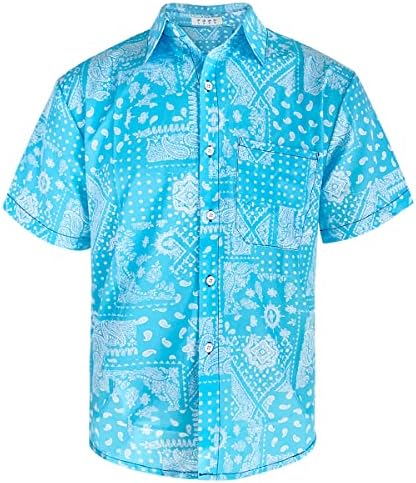 Ainiko Men's Hawaiian Shirt Sleeves curtas camisas impressas Button Button Summer Summer Beach Dress for Men