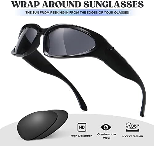 Jaspin enrola -se com óculos de sol da moda para mulheres da moda Y2K Sport Shades UV400 óculos