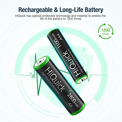 Hiquick 8 Bay Smart Battery Charger com bateria 4AA e 4AAA + 4 Baterias recarregáveis ​​AAA AAA
