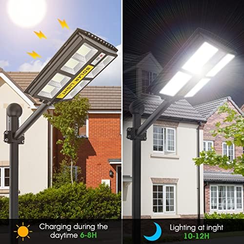 500W LED Solar Street Light, lâmpada de luzes solares à prova d'água, Luzes de Luzes de Segurança Solar Super Limpa