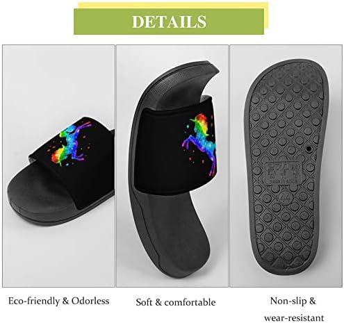 Rainbow Unicorn House Sandals Non Slip Aberta dos dedos dos dedos do pé para massagem Banho