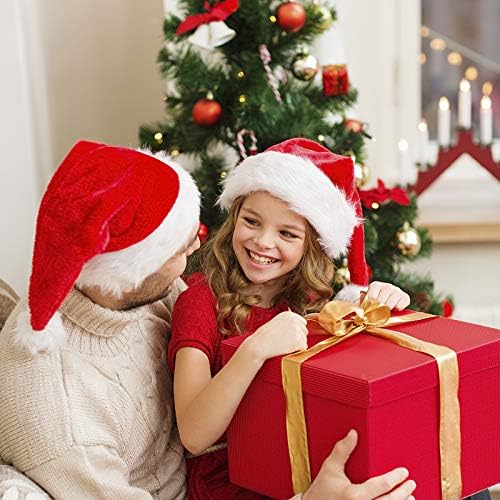 2 PCs Chapéus de Natal, Unissex -Adult Sapta de Papai Noel, chapéu de férias de Natal para adultos wowen homem, espetáculo extra de veludo de veludo chapéus de festa de festa para decorações de Natal