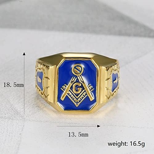 Anel de maçom maçônico azul, anel maçônico da Loja Azul para homens, jóias de símbolos maçom maçom maçônico dourado,