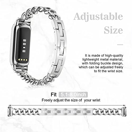 Farluya 2 pacote compatível com faixas de luxo Fitbit, banda de metal slim metal aço inoxidável tiras