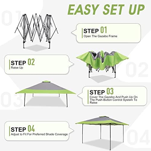 Phi villa configuração fácil 13x13 Pop up dossel gazebo externo tenda portátil de 169 pés quadrados.