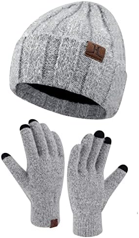 Luvas de chapéu de chapéu de malha quente do inverno