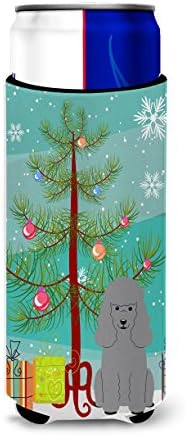 Tesouros de Caroline BB4193MUK Feliz Natal Árvore Poodle Silver Ultra Hugger para latas finas, lata de manga
