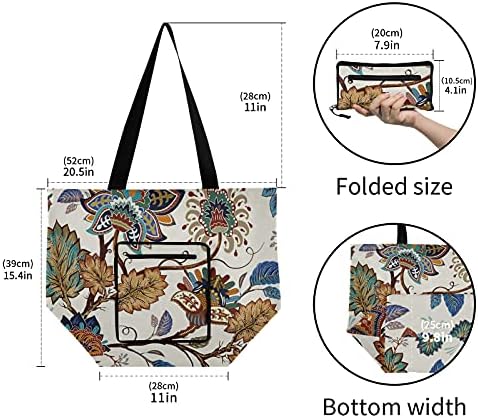 Flores vintage Bolsa de ombro dobrável Bag reutilizável bolsa de mercearia pesada bolsa de compras para praia, viagens,