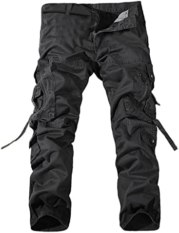 Miashui suspensórios para homens menses casuais com zíper com zípers médios da cintura sólida calça longa de calças de carga longa e solta