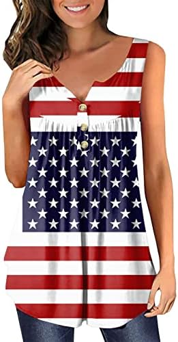 Henley Tank Tops Comprimento longo para mulheres Camisas de flare share soltas Baixa de impressão de bandeira