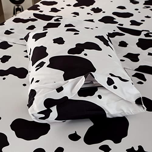 Conjunto de roupas de cama SDY 4PCS, lençóis de vaca Conjunto de lençóis duplos, conjuntos leves de lençóis