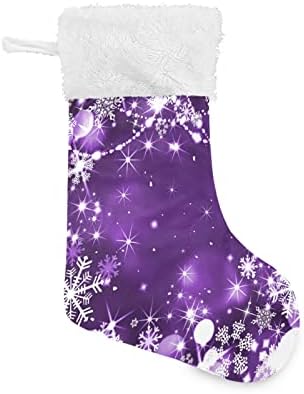 Meias de natal alaza roxo glitterflakes clássicos clássicos personalizados grandes decorações de meias para uma decoração de festa de férias em família 1 pacote, 17,7