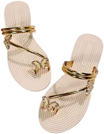 Flipers de strass para mulheres sandálias de calcinha de borboleta aberta de pé de praia de praia lâminas planos