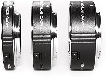 MOVO MT-SE47 Tubo de extensão de macro AF Chrome AF de 3 peças Conjunto para Sony A9, A6500, A6300, A7S II, A7R II, A5100, A3500, A6000, A5000, A7, A7R, & Nex Série de cameras espelhadas sem espelho
