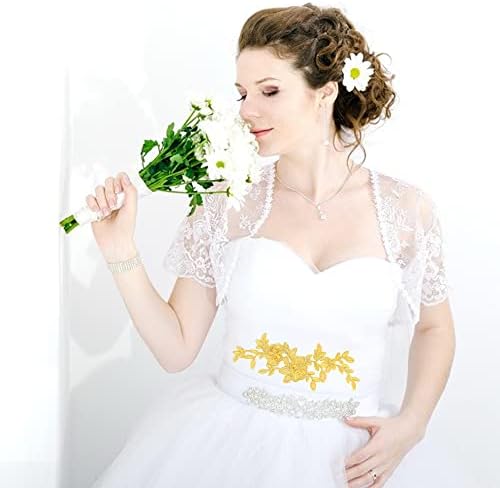 8 peças Bordado de flores douradas Patch renda de laca de laca de ouro de renda bordada de renda bordada para roupas de vestido de baile de casamento