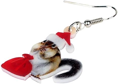 Brincos de esquilo de Natal Jóias de esquilos acrílicos para mulheres charme de meninas