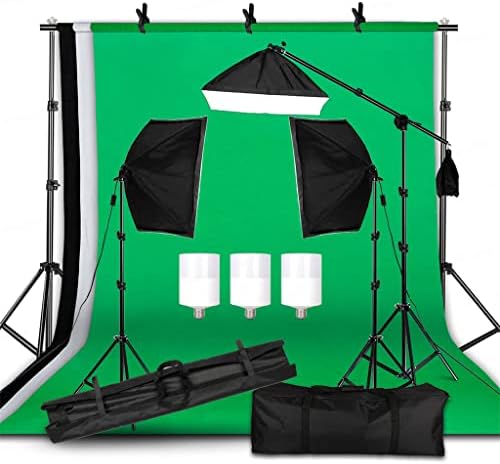 Kit de iluminação de fotografia sawqf, incluindo 2x2m de fundo de foto cenários de musselina saco de luz de luz de luz de luz para estúdio de fotos