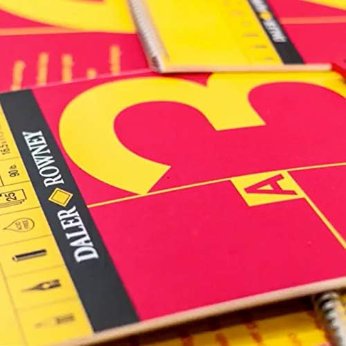 Daler-Rowney Red e amarelo superfície lisa 150gsm A3 papel de desenho de superfície lisa Spiral Spiral, sem ácido, 25 folhas, ideais para artistas profissionais e estudantes