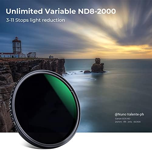 K&F Concept 43mm Variável Lente de densidade neutra Filtro ND8-ND2000 Filtro de lente Ajustável à prova