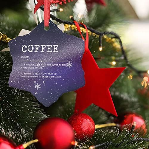 Definições de café Ornamentos de Natal Definição de café Tipografia Ornamentos para árvores de Natal Cerâmica Cerâmica Ornamentos de Natal personalizados 2022