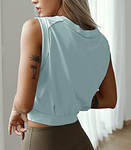 Camisetas atléticas de topo de colheita para mulheres fofas de ioga sem mangas, executando camisas de treino de ginástica xs-xl