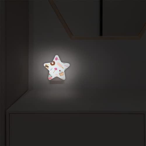 Ohikuety Lollipop Donuts Cupcake Plug in Night Light for Kids, luzes com entardecer para Dawn Sensor, LED STAR