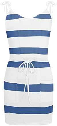 Vestido listrado de verão feminino lkpjjfrg vestido de flare de brilho de tamanho grande vestido de praia de verão com bolsos