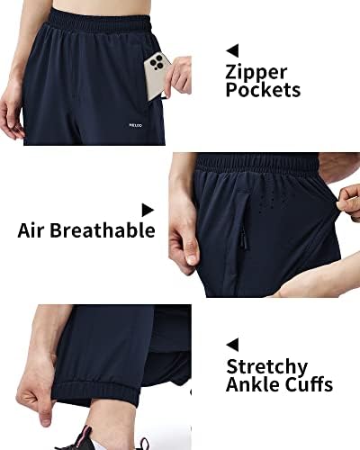 Calças de corrida feminina de Mello com bolsos com zíper - pista de cordão Pant Rick Dry Lightweight - Calças casuais cônicas atléticas