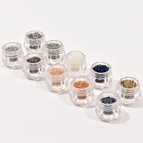 10 Grama/garrafa Caviar contas de unhas Decores de arte misturada cor/tamanho de contas de vidro pequenas shinestone 3d charme unha acessório de arte #pa105 -