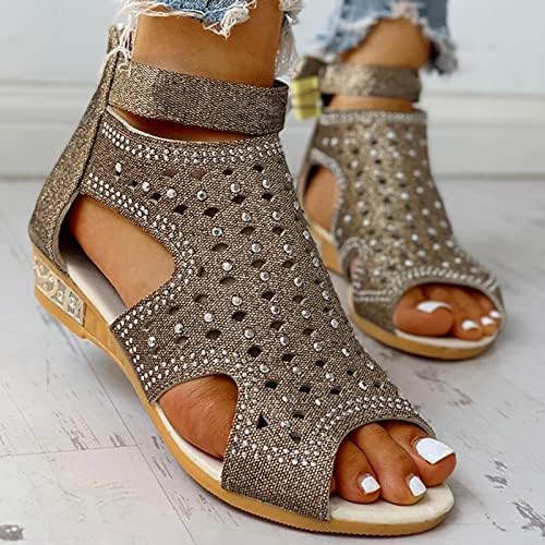 Sandálias getBee para mulheres elegantes, sandálias boho sandálias femininas baixas peep dedo do pé embrulhado Sexy Glitter Glitter Sandals