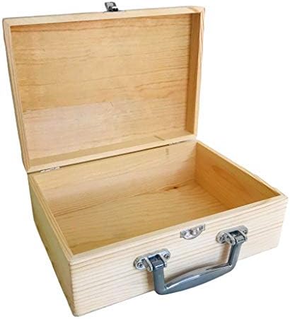Oojami 2 pacote caixa de armazenamento de madeira inacabada DIY com alça | Ideal para armazenamento | Decorar