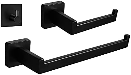 Conjunto de hardware do banheiro, acessórios de banheiro preto fosco de 3 peças Montagem de parede inclui barra