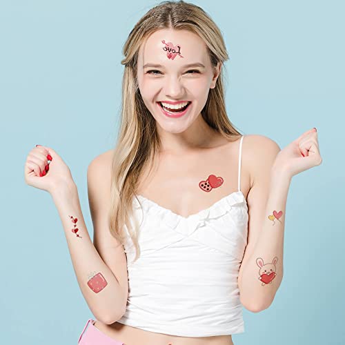 Tatuagens temporárias do Dia dos Namorados 10 folhas de coração Adoro tatuagens falsas adesivos de papel