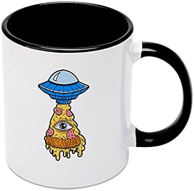 Caneca de café cerâmica de ufo ufo com cor dentro e manusear xícara de chá para homens homens pretos no